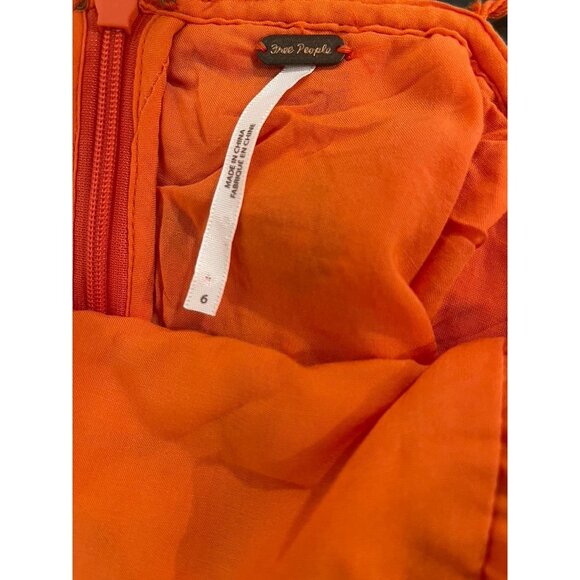 Free People Just Like Honey Lace Orange Handkerchief Hem Dress Sz 6 Summer Boho - Picture 5 of 5